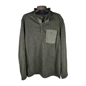 REI Men’s XL Snap Front Fleece Pullover Green Long Sleeve Outdoor Hiking Sweater